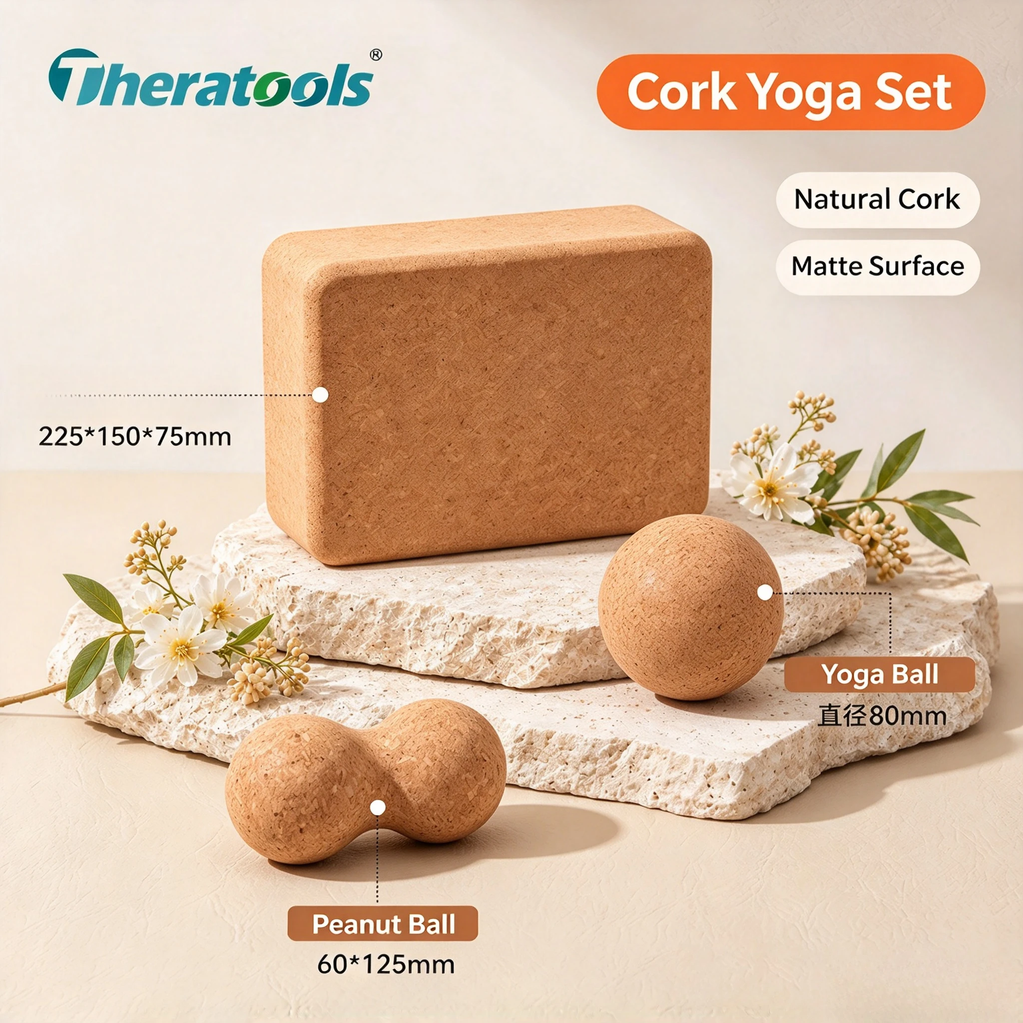 Cork Yoga Block Home Shoulder Neck Stretch Improve Dowager's Hump High Density Pilates Dance Fitness Auxiliary Tool