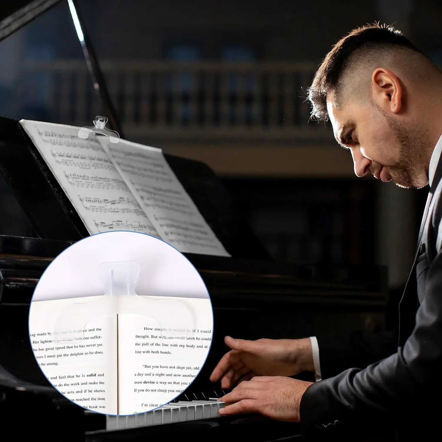 قطعتان من مشابك الكتب، حامل صفحة وزن الكتاب، مشابك كتب شفافة لحمل الكتب المفتوحة وحاملي صفحات القراءة المحمولة للمكتب