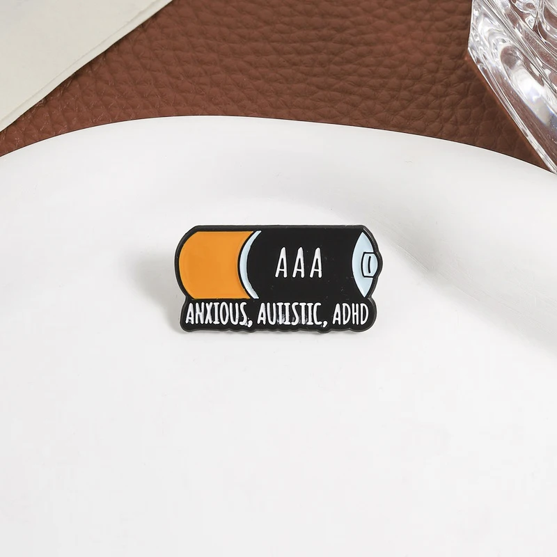Low Battery Enamel Pin Anxious Autistic ADHD Quote Brooches Neurodiversity Lapel Badge for Backpacks Jewelry Gifts - view 4