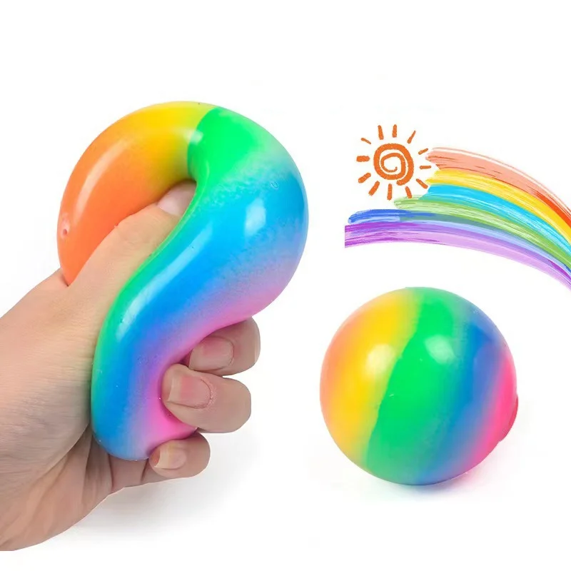 Creative Gradient Rainbow Flour Stress Relief Balls Toys Squeeze Slow Rebound Prank Balls Cute And Adorable Decompression Balls