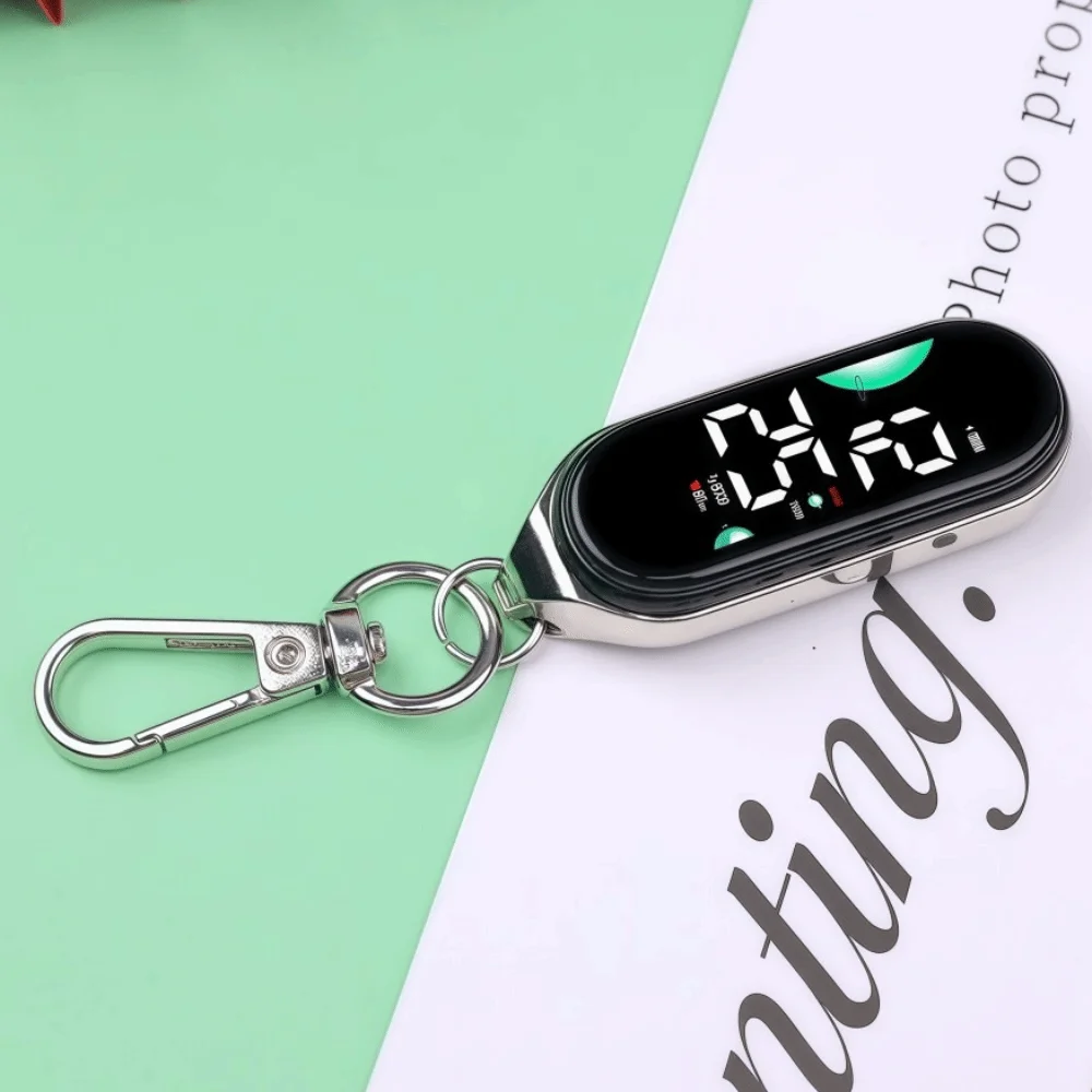 Digital Display Electronic Hanging Watch Touch Screen Luminous Pocket Watch Waterproof Keychain LED Watch Keychain Adults