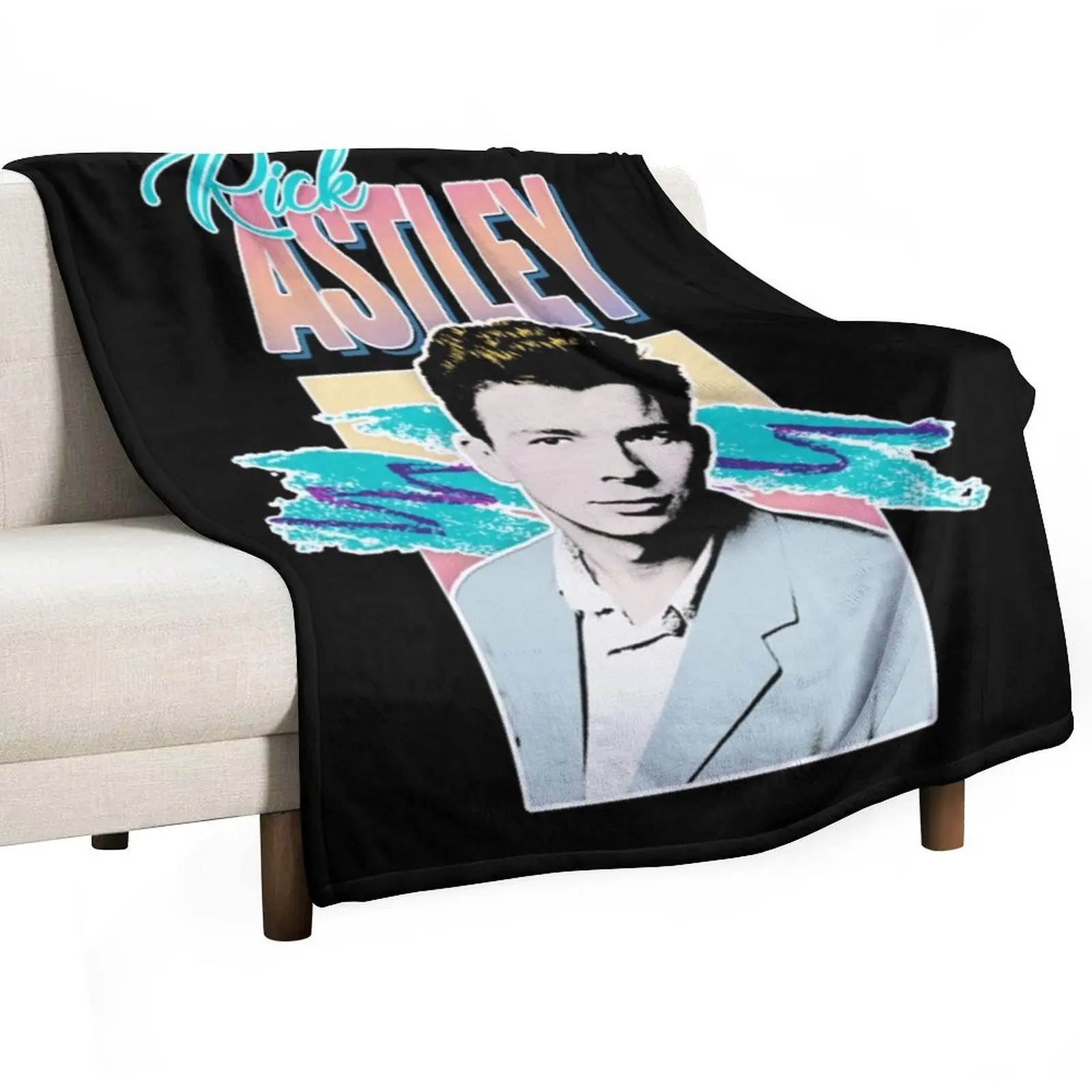 Rick Astley 80s Aesthetic Tribute Throw Blanket Thins Bed Soft Plush Plaid Shaggy Blankets