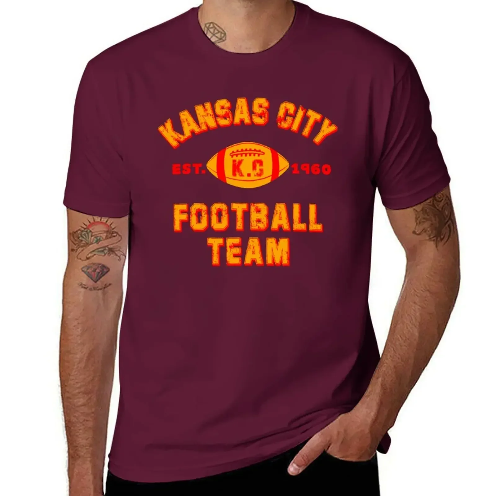 Kansas est 1960 chiefs jersey city T-shirt summer tops blacks men workout shirt graphic harajuku men clothing 2024