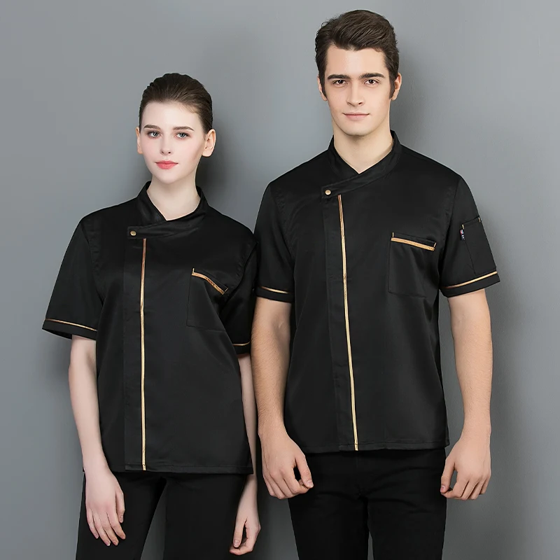 Chef Uniform Kitchen Hotel Restaurant Bakery Cook Work Clothes Short Sleeve Shirt Chef Jacket Tops for Waiter Working Clothes