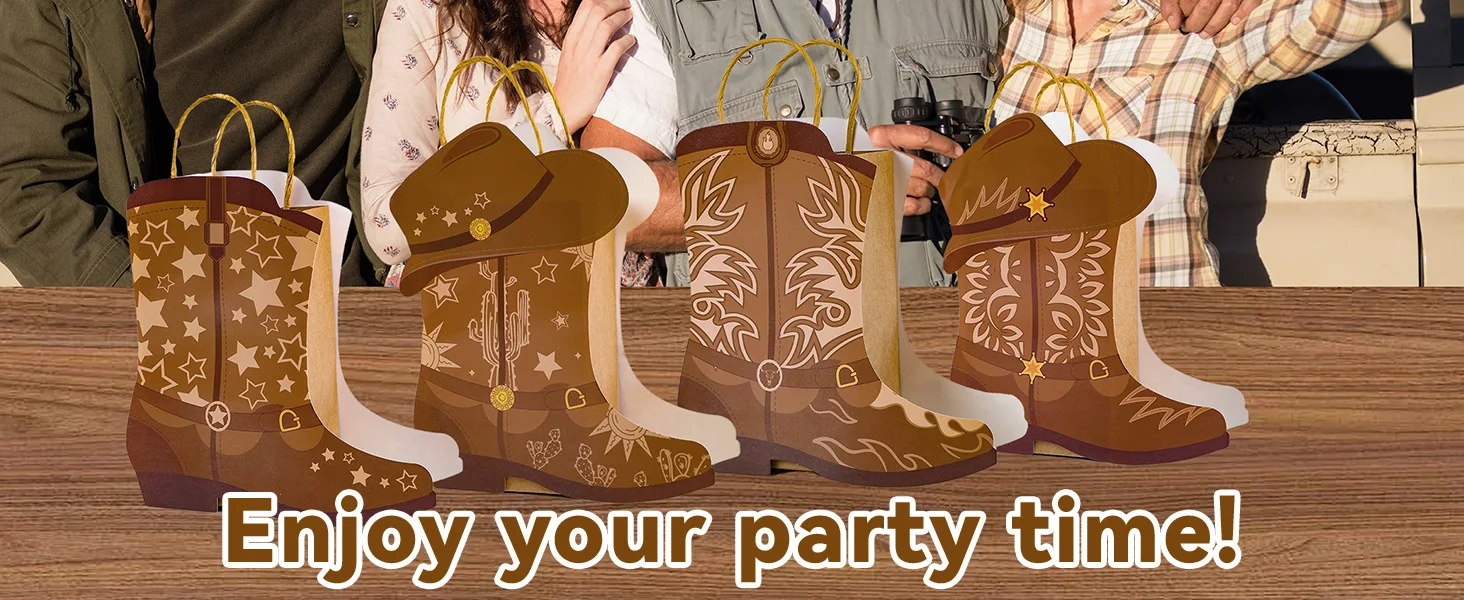 8-48 Stück Cowboy-Stiefel Papiertüten Cowgirl-Stiefel Geschenktüten für Western-Party, Rodeo-Party-Zubehör, Geburtstagsdekoration, Babyparty – Detail 8