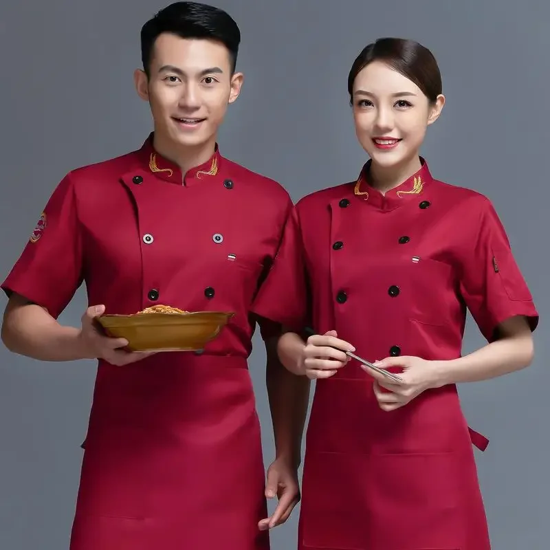 Long-Sleeved Waiter Uniforms Breathable Chef Uniforms for Kitchen Staff in Dining and Baking Chef Jacket Tops for Man Women