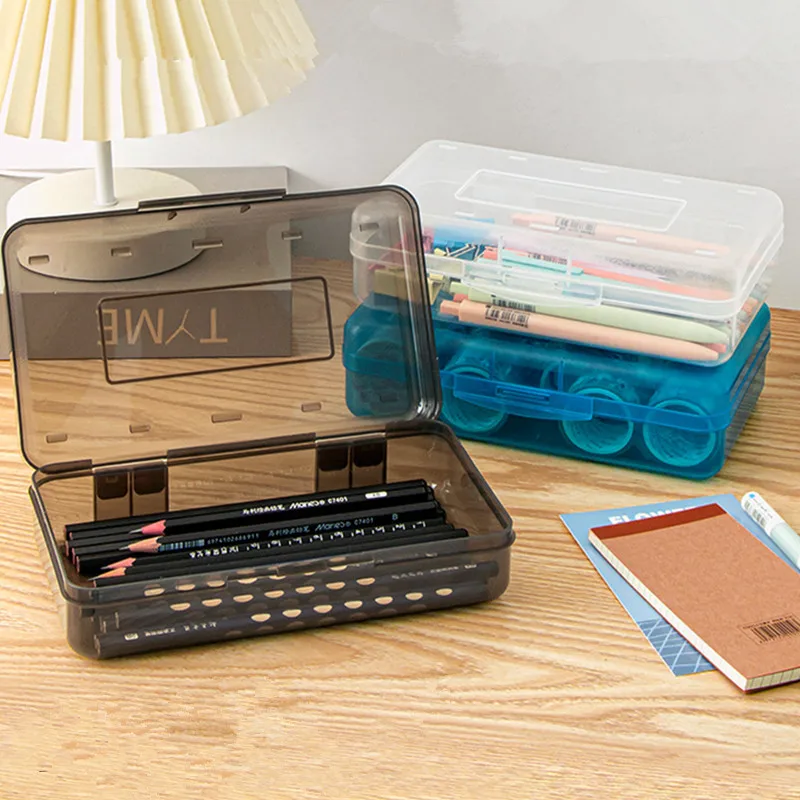 مقلمة اللوازم المدرسية الملونة شفافة منظم قرطاسية حقيبة الجمالية الحافظة DIY مكتب صندوق القلم أطقم أكياس صندوق القلم