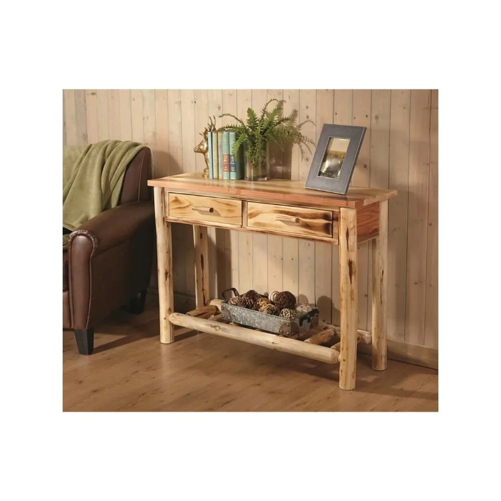 Log Sofa Table, Console Tables for Entryway, TV Stand, Rustic, Cabin Decor