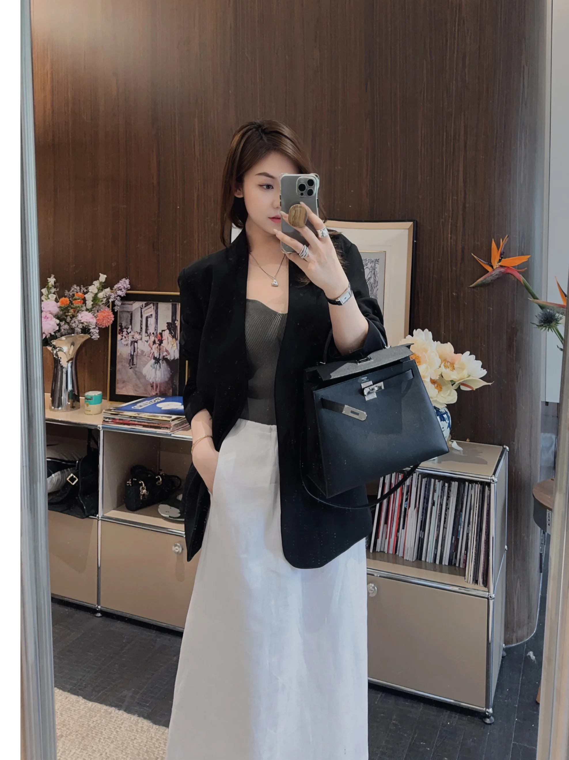 

OSENSO удобная льняная юбка Ele Design, Новое весеннее поступление, длинная юбка трапециевидной формы с высокой талией, однотонная женская юбка