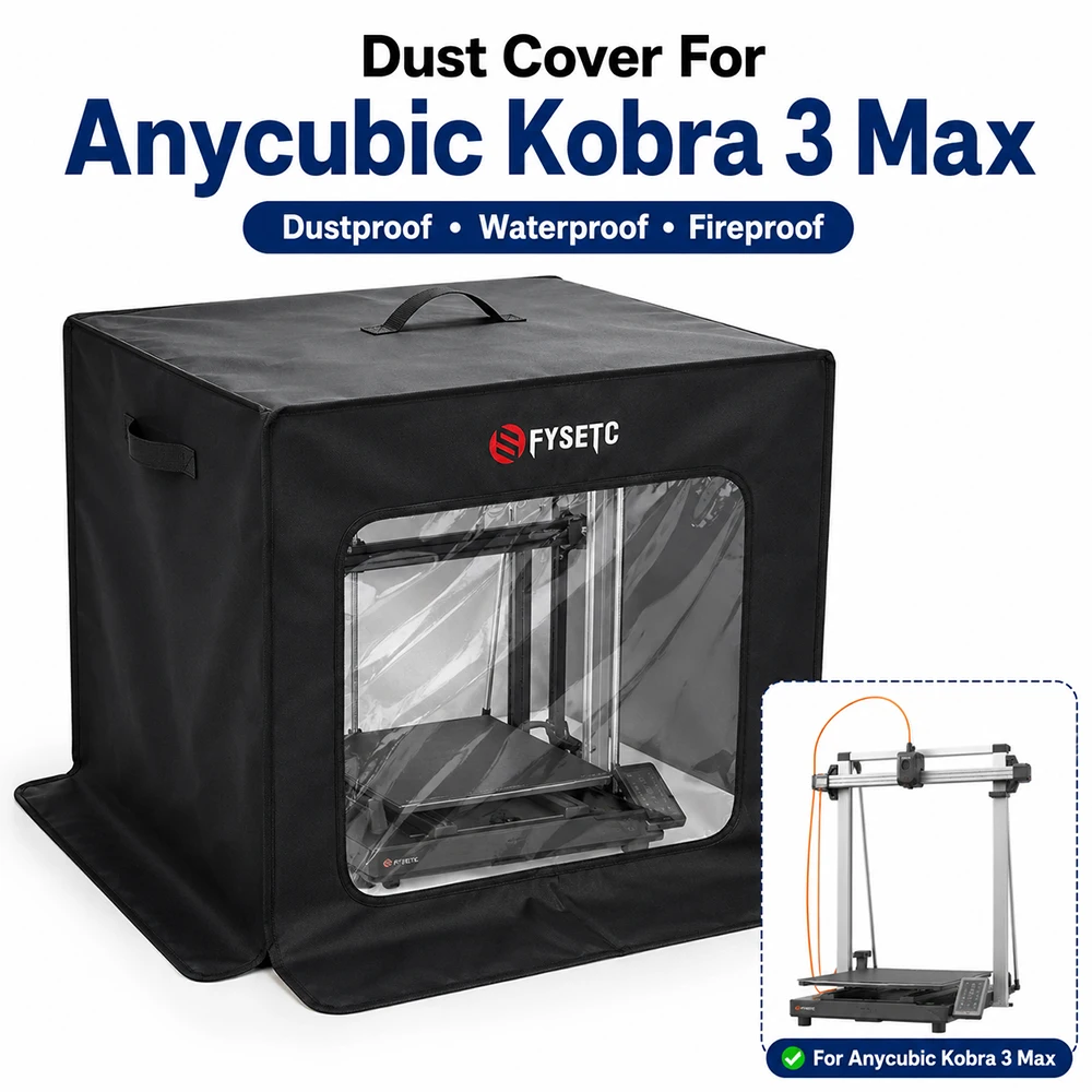 Dust Cover for Anycubic Kobra 3 Max 3D Printer Enclosure Waterproof Fireproof Oxford Cloth with Silver Lining Viewing Window