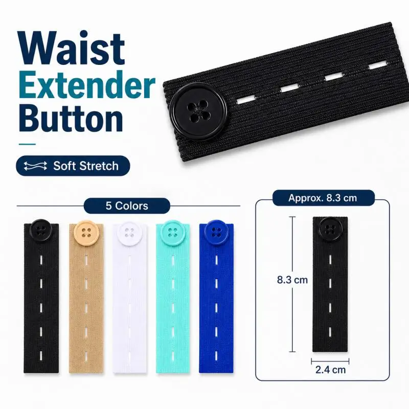 1~5pcs Adjustable Elastic Waist Extenders Belt Waistband Expanders For Men Women Trousers Jeans Pants Button Extenders