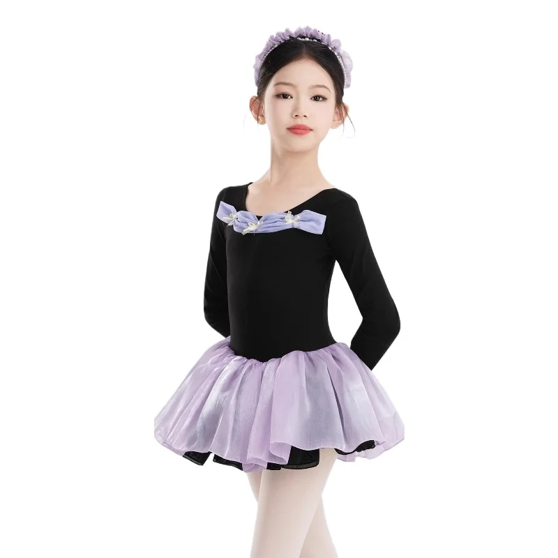 

Girls Long Sleeve Ballet Leotards New Ballet Dance Dress for Girls Kids Tutu Skirt Performance Outfit Ballerina Clothing