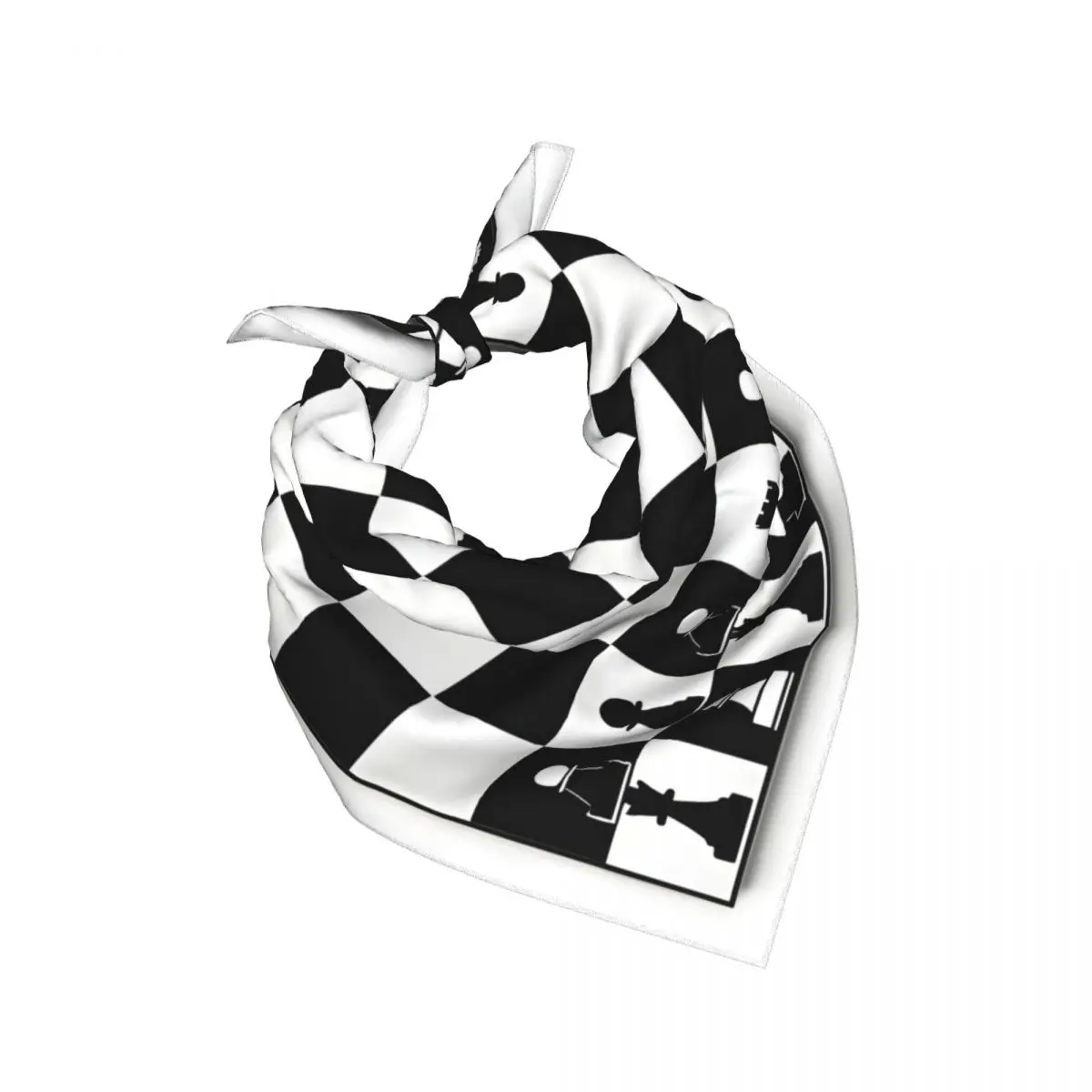 Women Imitation Silk Square Scarf Chessboard And Chess Pieces Smooth Satin Kerchief Neck Scarf Head Wrap Bandana Lady Shawl Gift