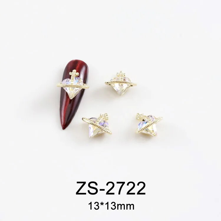 10st Crooked Tilted Heart Satelliet Kristal Legering Steentjes Sieraden Nail Art Decoraties Nagels Accessoires Charms Supplies