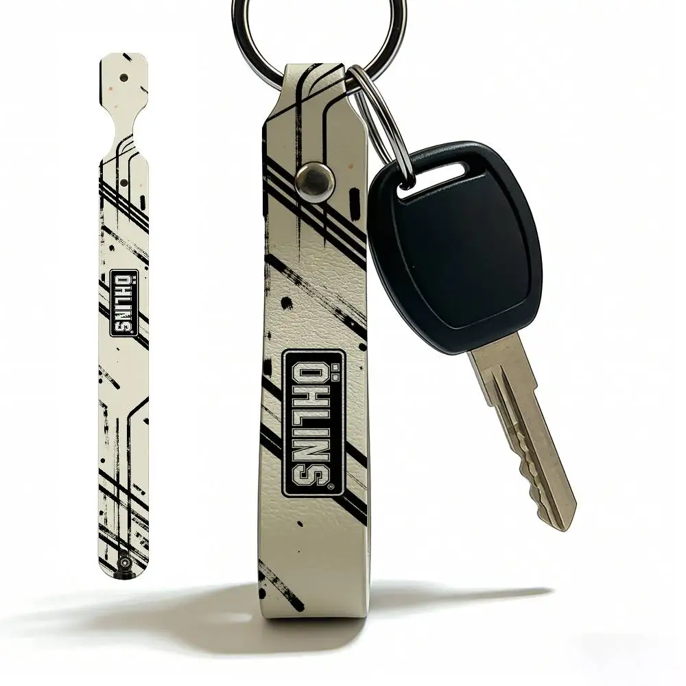 For Ohlins Soft PU Leather Motorcycle Keychain Lightweight Key Holder For Scooter Racing