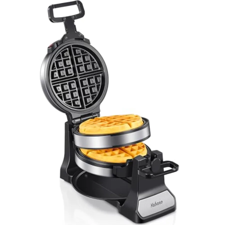 

Бельгийская вафельница Classic Rotating Waffle Iron с антипригарными пластинами, съемным поддоном для сбора жира и ручками с функцией Cool Touch, двойное открытие для вафель.