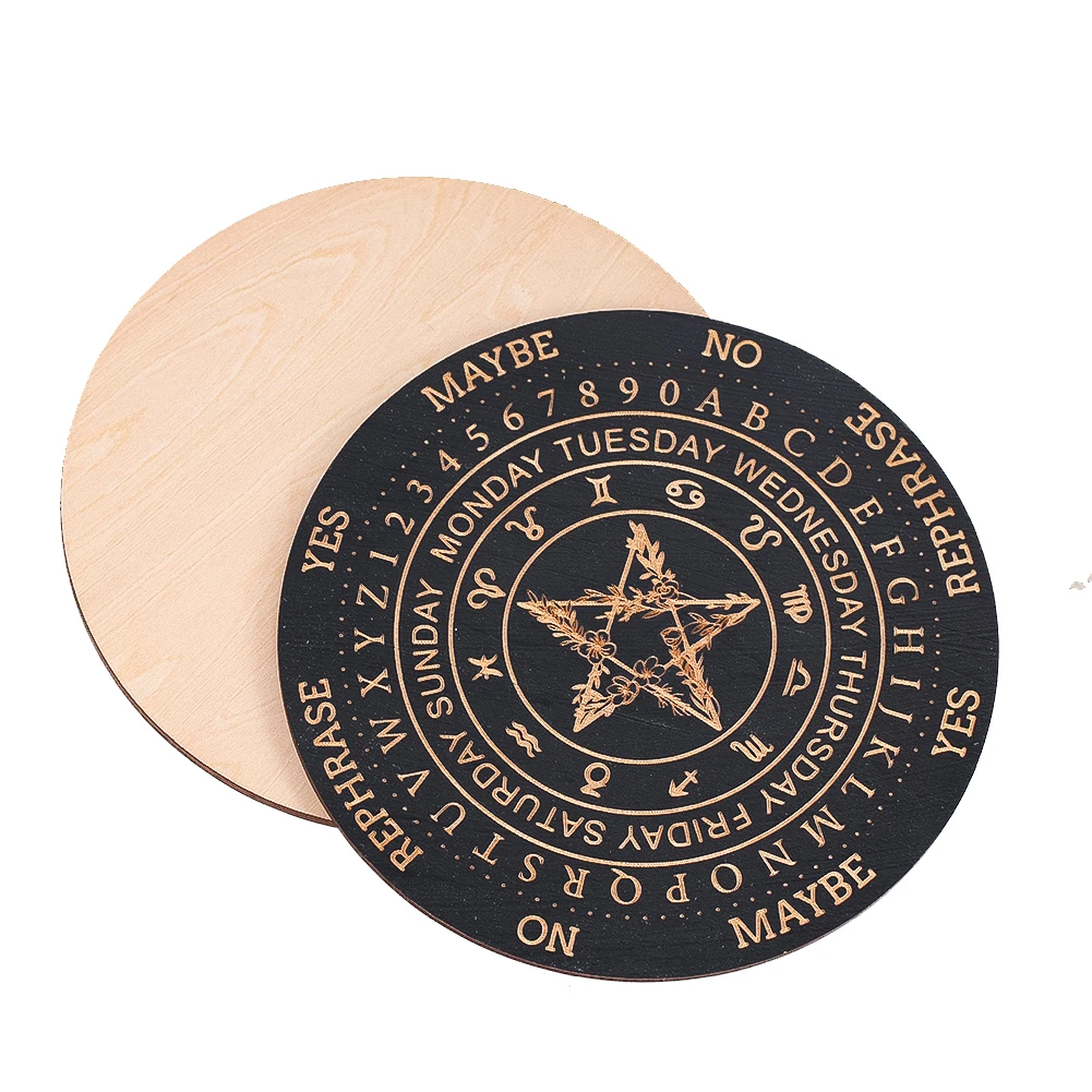 15cm Black Wooden Board Pentagram Thorn Blossom Desktop Coaster Wall Decora Hanging Crystal Display Base Yoga Meditation Board