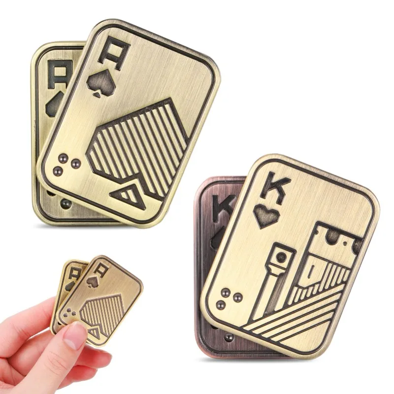 EDC Push Slider Metal Fidget Anti Stress Toy Adult Finger Rotating Poker Relieves Anxiety Portable Toy Pop Game Magnetic Slider
