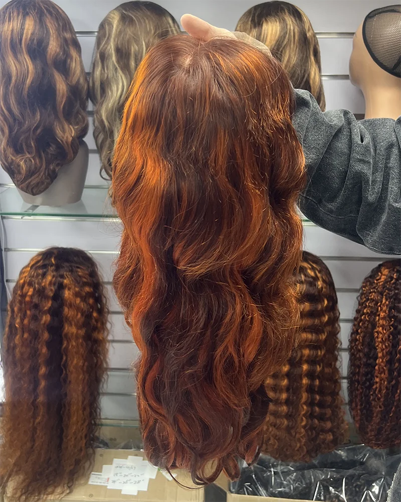 Body Wave Brown Ginger Orange Color 4/350 Frontal  Human Hair Wigs  Transparent Lace 13x6BrazilianLace Front Wig For Black Women