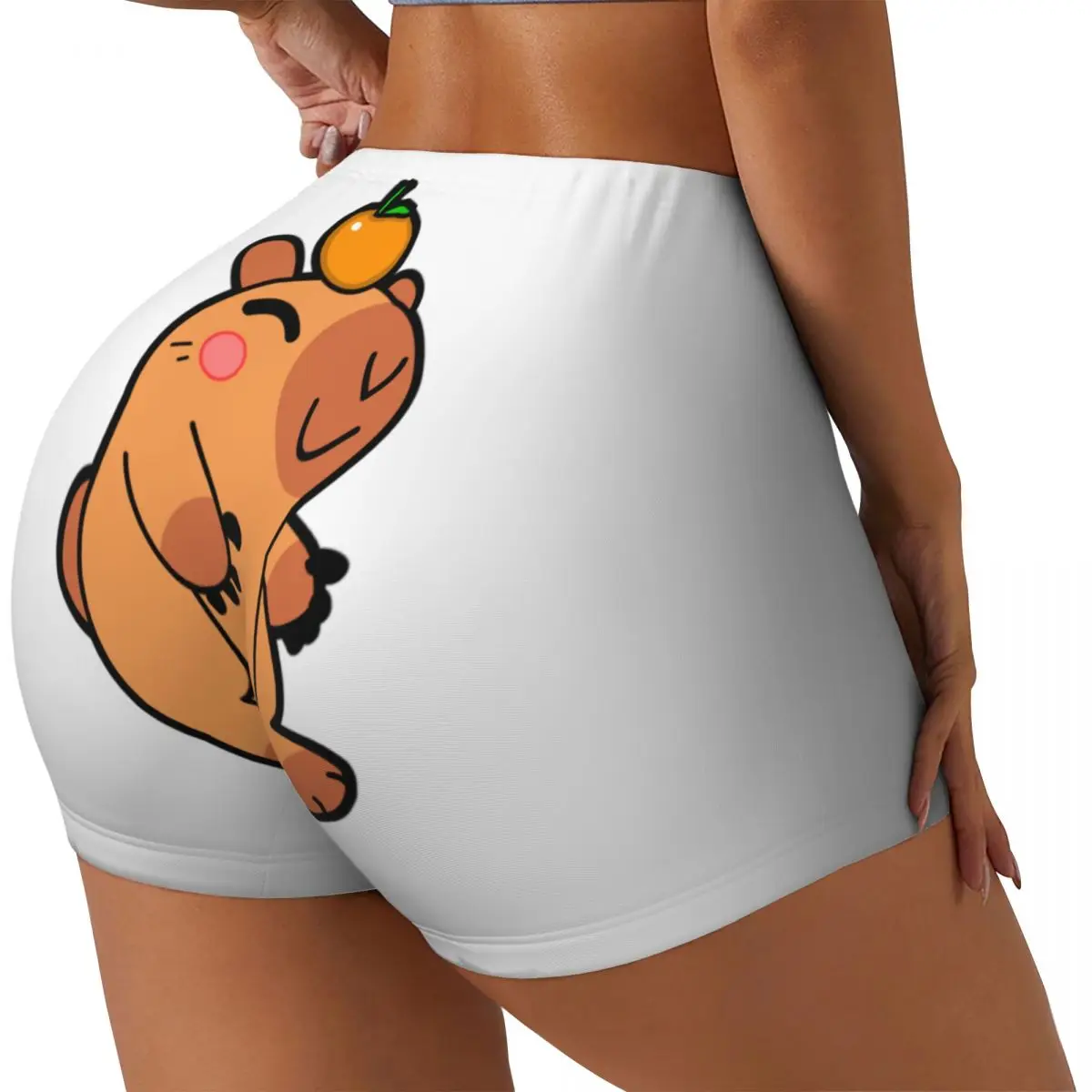 Custom Women's Capybara Orange Fruit Workout Yoga Shorts Gym Athletic Volleyball Biker Shorts