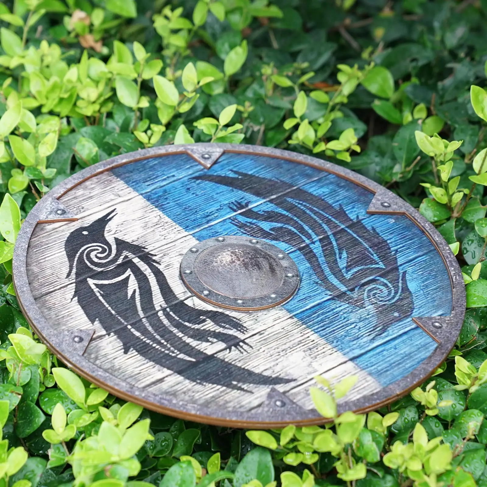 Eivor Valhalla Raven War Pattern Viking Wall Hanging 38cm Vintage Wooden Ornament for Battle Enthusiasts Garden Decoration