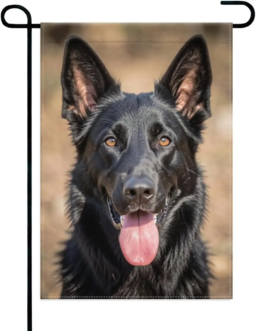 Black German Shepherd Welcome Garden Flag 12x18 Inch Double Sided – Dog Lover Pet Outdoor Yard Decoration for Porch， Lawn &a PPZ