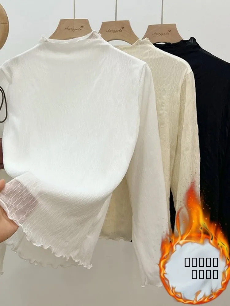 

Женская основа Ele Lace Fce на подкладке с высоким воротником, утягивающий топ из дерева ain, внутренняя одежда на зиму 2025 г.