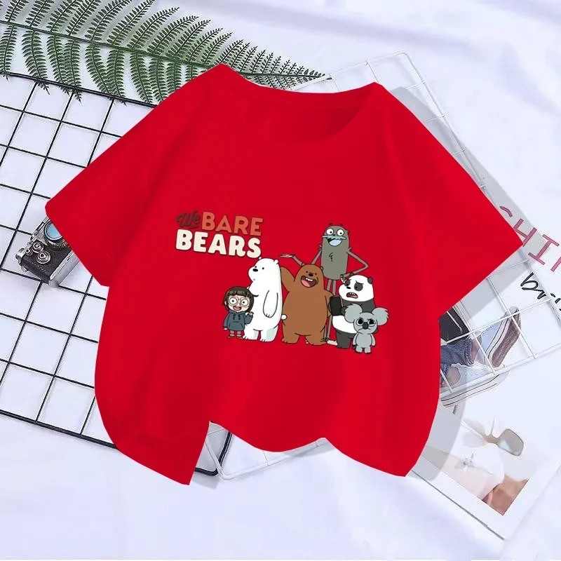 2024 Boy Girl T-shirt Kawaii Little Bear Print Short Sleeve leisure T Shirt Summer Anime Cartoon children T Shirt 4-14 Years