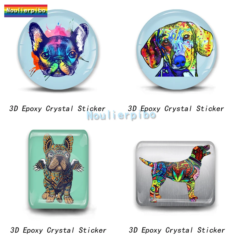 3D Epoxy Color Dog Rainbow Dog Car Dome Sticker Car Body Decoration Motorcycle Helmet Laptop Mobile Trolley Case Vinyl Decal