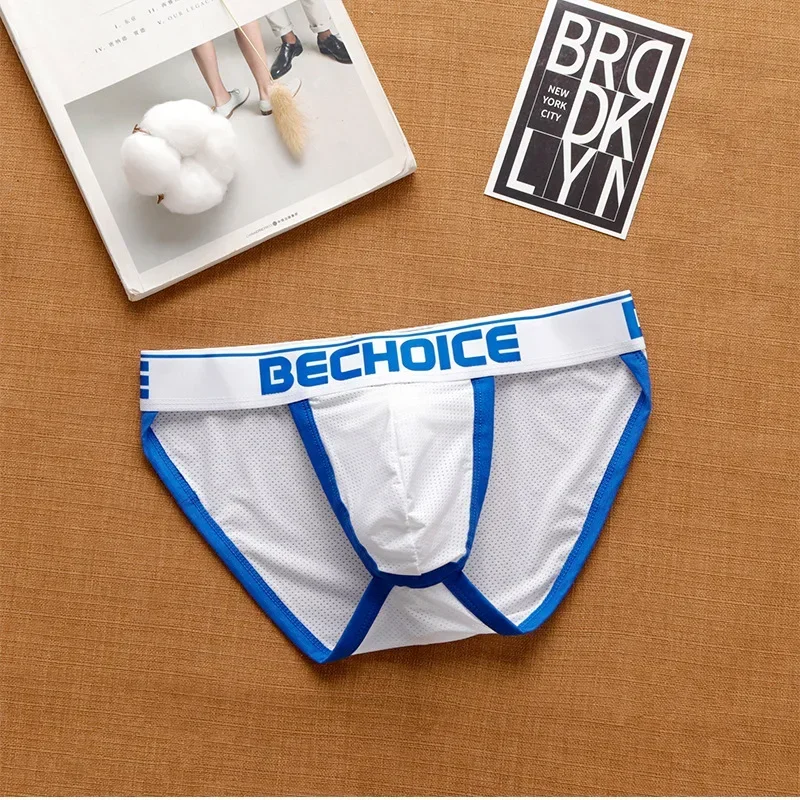 ملابس داخلية جديدة للرجال من BECHOICE ذات شوكة عالية وخصر منخفض وشبكة تسمح بمرور الهواء ومريحة للشباب #5