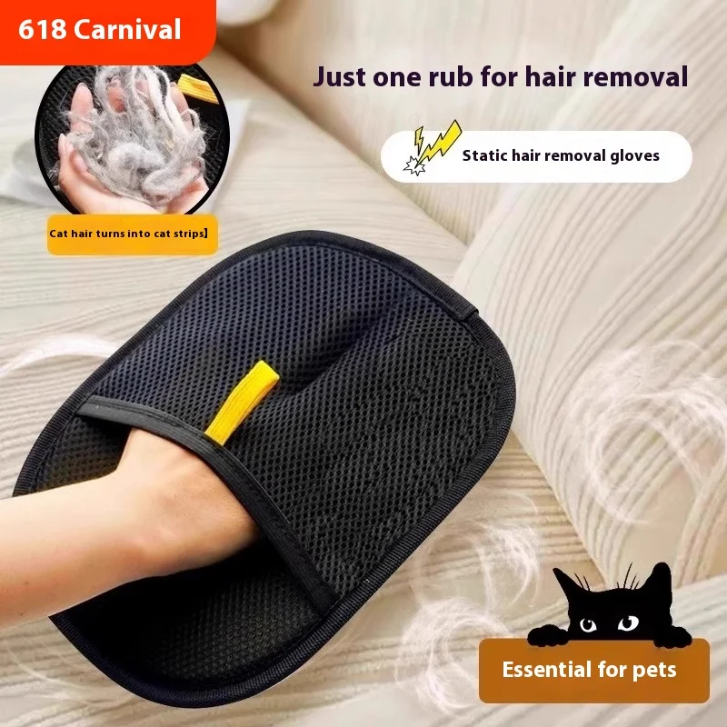 

Dual-Side Pet Grooming Glove for Cats & Dogs - Hair Removal Brush with Massage Design Easy Clean Fur Collector for Pet Care