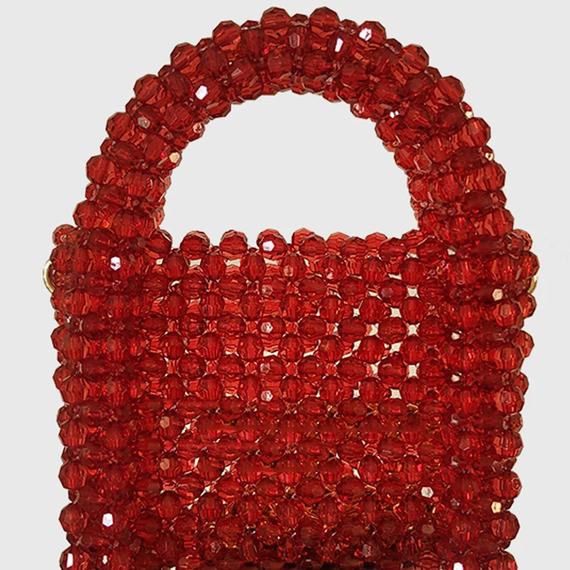 Bolso cruzado de acrílico pequeño Retro para mujer, monedero hecho a mano con cuentas, Bolsos Transparentes, monederos Transparentes, rojo vino,