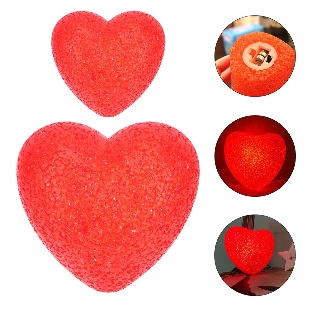 ไฟรูปหัวใจเรืองแสง 2 ชิ้น ของขวัญงานปาร์ตี้เรืองแสงในที่มืด ของตกแต่งไฟกลางคืนสำหรับเด็ก ไฟรูปหัวใจกระพริบ