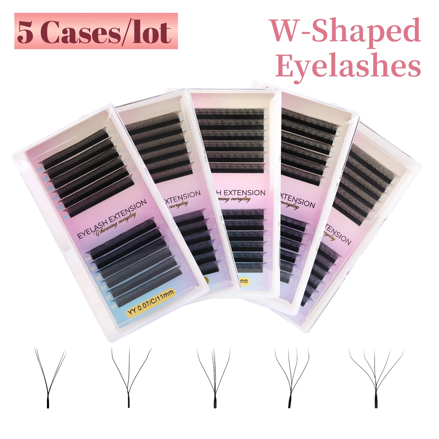 

5Cases 3D 4D 5D Clover Premade Volume Fan Lashes W Shape Eyelash Extension Premium W Style Faux Mink Individual YY Lash Supplies
