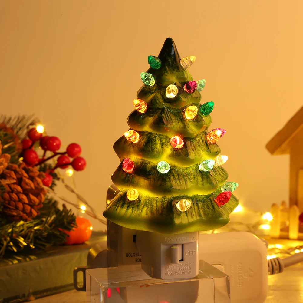 Christmas Tree Night Light Plug in Christmas Decorative Tree Vintage Christmas Night Light for Bedroom Living Room Holiday Decor