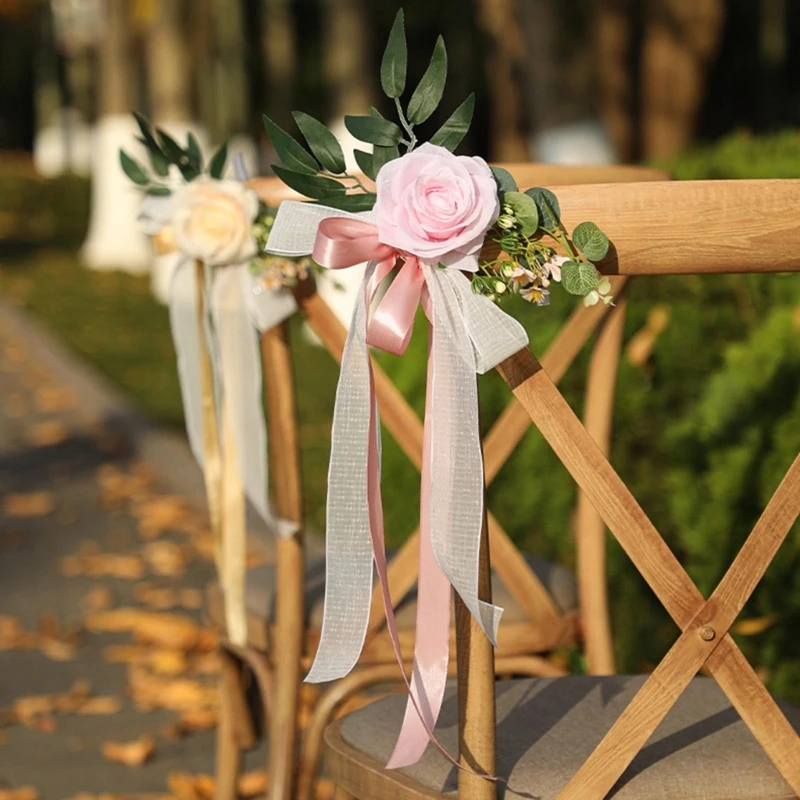 Multicolor Pew Flowers For Weddings Church Ceremony Chair Back Aisle Pew Flower