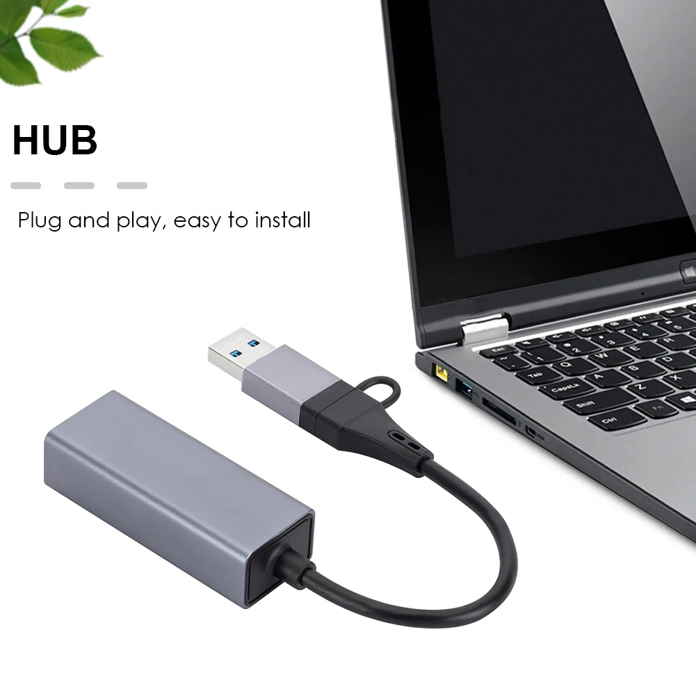 USB C HUB 10/100/1000Mbps 3 Ports Ethernet Adapter Network Card USB Type-C To RJ45 Internet Cable For Laptop Computer Accessory