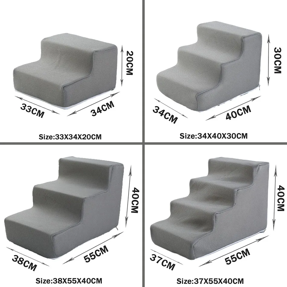 NONE Haustier-Treppen, Spielzeug, Katze, Hundeleiter, 2, 3, 4 Stufen, Treppen für Hunde, Welpenrampe, abnehmbarer Schwamm, Haustier-Leiter-Zubehör 7