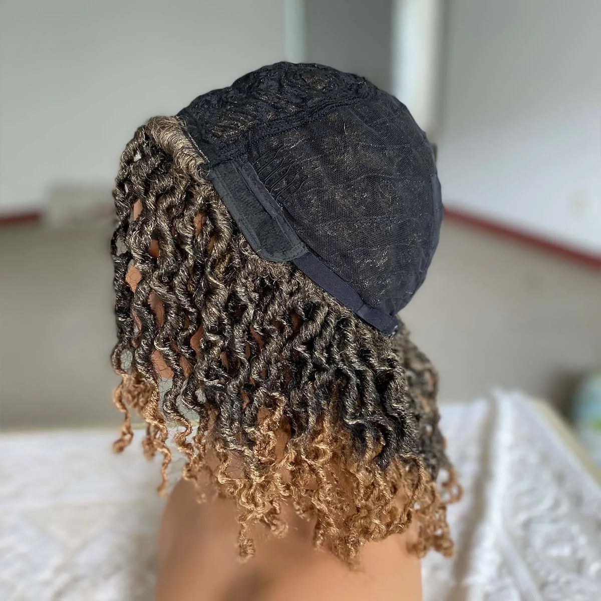 Faux Locs Dreadlock Wigs For Black Women Short Goddess Twist Locs Wig Brown Highlight Color Afro Braided Wigs Synthetic Hair