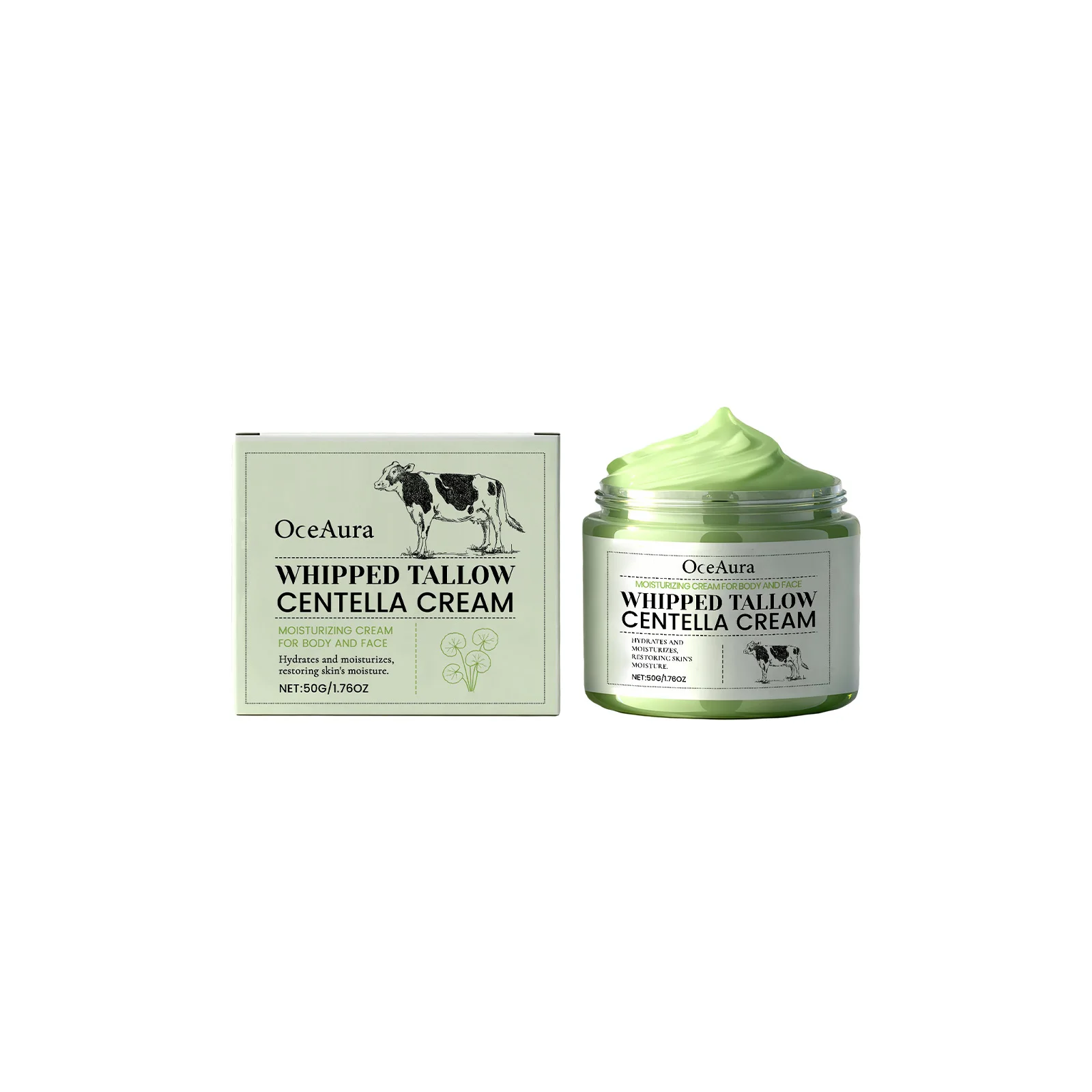 

OceAura Whipped Tallow Centella Cream - Natural Moisturizing Cream for Face and Body.