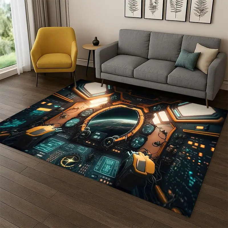 Aircraft Control Cockpit Cabin Spacecraft Moto Carpet Rug for Bedroom Living Room Sofa Doormat Home Decor,Area Rug Non-slip