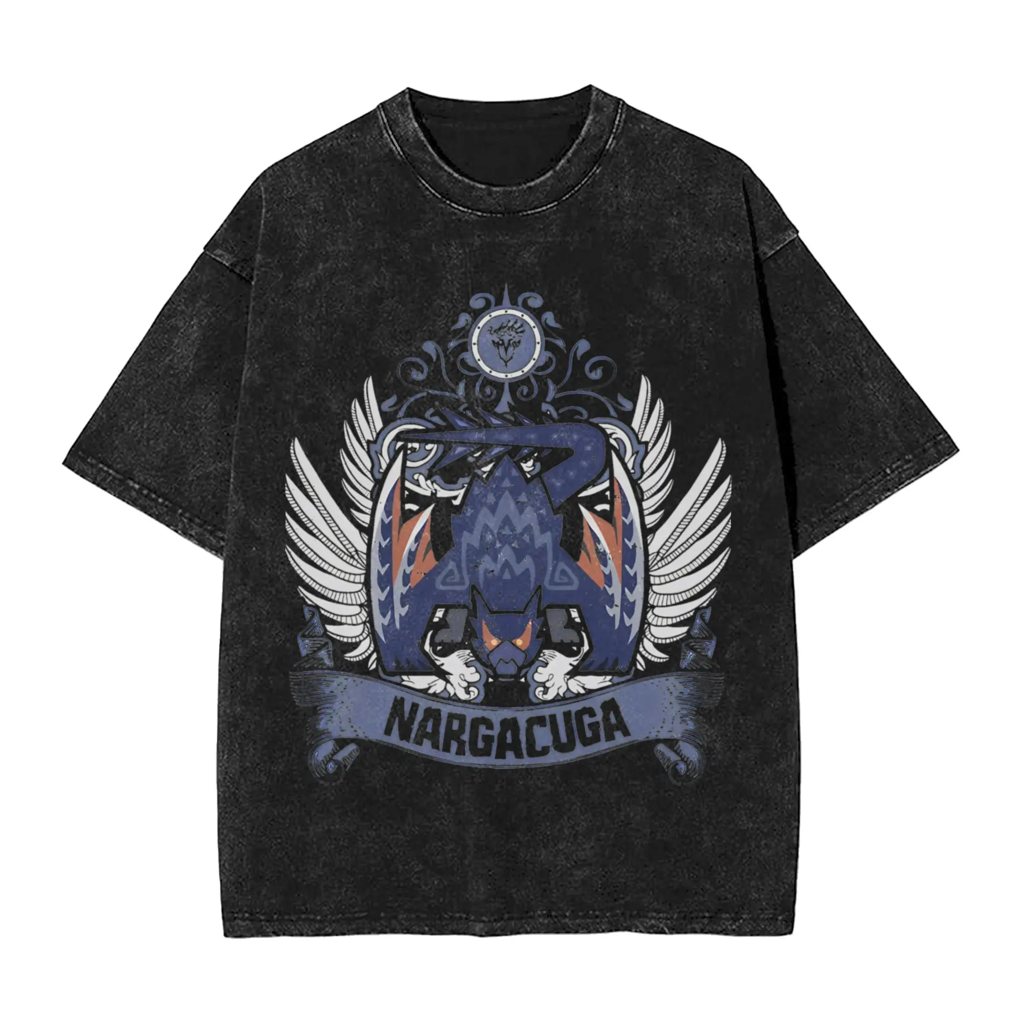 Camiseta Monster Hunter World Nargacuga MHW, estilo vintage, hip hop, para hombre y mujer, estilo urbano, para verano