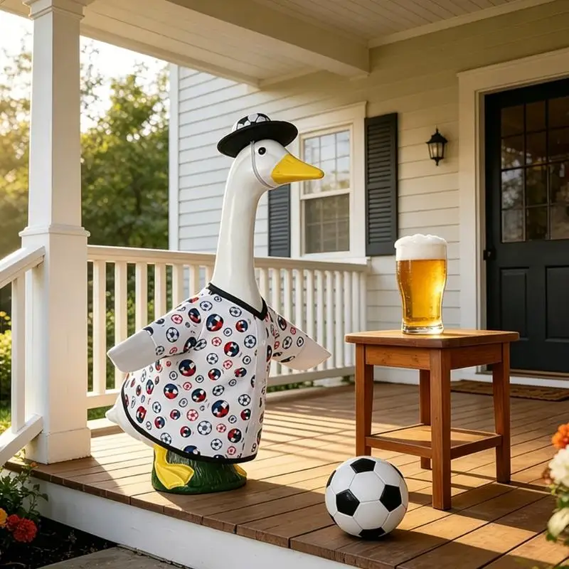 

G6KF Football Porch Geese Outfits for Cement Geese Lawn Geese Statue Clothes Hat Outdoor Garden Display Party Decoration