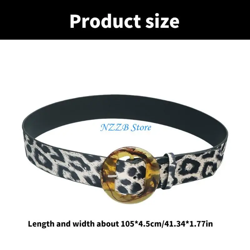 T21F حزام الخصر أنيق فتاة الساخنة ليوبارد طباعة حزام كاوبوي راعية البقر الحزام الكلاسيكي #6