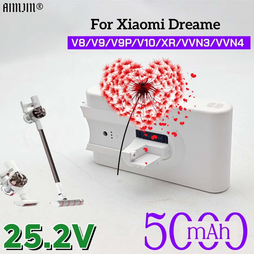 

Новый литий-ионный аккумулятор 25,2 В 5 Ач для Xiaomi Dreame V8/V9/V9P/V10/XR/VVN3/VVN4, сменный аккумулятор для пылесоса