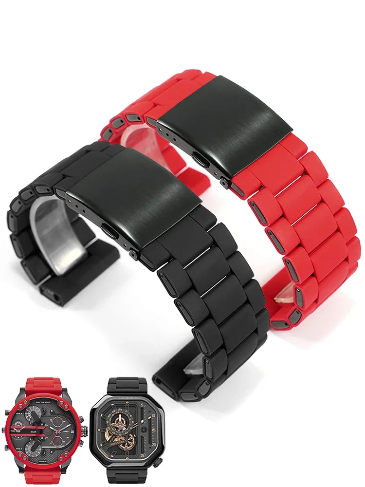 Glue-clad Steel Watch Strap Adaptation Substitute Diesey Red Devil Black Samurai Agelore Big Bang Seven Friday Geya Aerospace