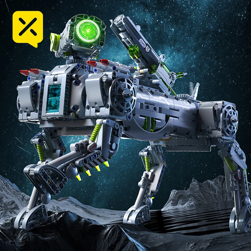 

1609pcs Remote Control Robotic Dog Building Blocks Toy LED Lights Mechanical Puppy Wireless RC Assembly Toy for Kids Adults Gift