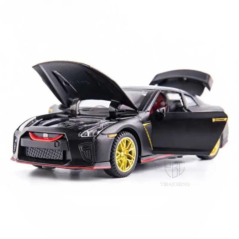 1/32 Nissan GTR R34 Alloy Diecast Vehicles Metal Simulation Racing Car Models Toy With Light Pull Back Toys For Children Gifts F