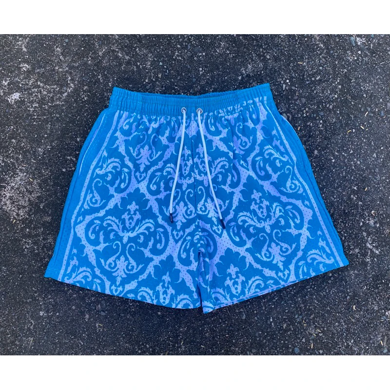 

Damask Style Street Fashion luxurious Men's Athleisure Shorts 2 Pocket Summer Quick-dry Soft Lightweight Swim Shorts Moto Shorts
