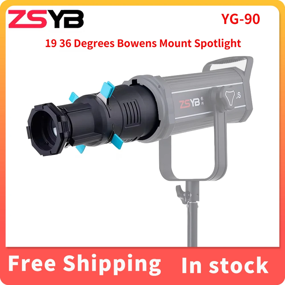 ZSYB YG90 19 36 Degrees Bowens Mount Spotlight Proiector Photo Studio Accessories with Built-in Geometric Sheet Shapes Filter